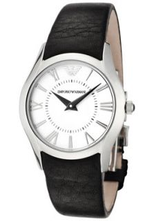 Emporio Armani AR2038  Watches,Womens White Dial Black Leather, Casual Emporio Armani Quartz Watches