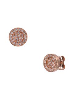 Rose Gold & CZ Disc Earrings by Genevive Jewelry