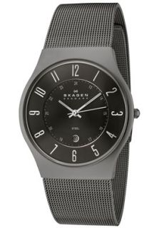 Skagen 233XLSTM  Watches,Mens Charcoal Dial Mesh Gunmetal Ion Plated Stainless Steel, Casual Skagen Quartz Watches