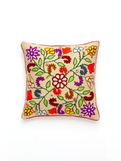 Floral Crewel Embroidery Pillow by Karma Living