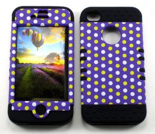 Apple iPhone 4 4S Rocker Series IPHONE4G RSNAP TE437 White/Yellow Dots on Purple IPHONE4G RSKIN BK B Cell Phones & Accessories