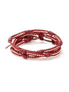 Red Leather & Rose Gold Wrap Bracelet by Chan Luu