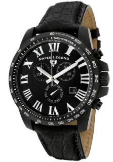 Swiss Legend 50082 BB 01 ABR01M  Watches,Mens Defender Chronograph Black Dial Black Alligator, Chronograph Swiss Legend Quartz Watches