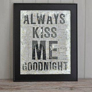 'always kiss me goodnight' framed wall art by primrose & plum