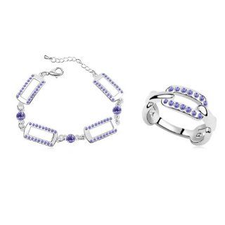 Mondaynoon Swarovski Elements Austrian Crystal Jewelry Sets Bugera Lover (Purple) Choker Necklaces For Women Jewelry
