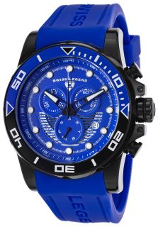 Swiss Legend 21368 BB 03  Watches,Avalanche Chronograph Blue Silicone Strap & Dial Black IP Steel Case, Casual Swiss Legend Quartz Watches