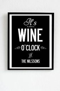 'it's always wine o'clock' personalised print by i love design
