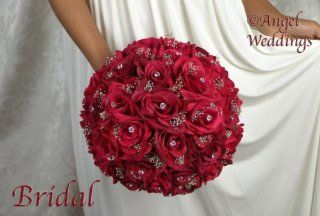 Shop Love SHANTI RED BLACK ACCENT wedding bouquet bridal package bridesmaid groom boutonniere corsage silk flowers at the  Home Dcor Store