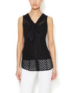 Cotton Lace Bow Collar Tank by Love Moschino