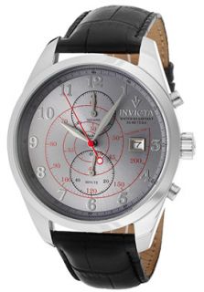 Invicta 12387  Watches,Mens Vintage/Hemisphere Chronograph Light Grey Dial Black Genuine Calf Leather, Chronograph Invicta Quartz Watches