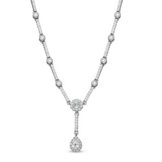 AVA Nadri Pear Shaped Cubic Zirconia and Crystal Station Drop Necklace