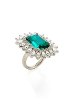 Rectangular Emerald Green Ring by Kenneth Jay Lane