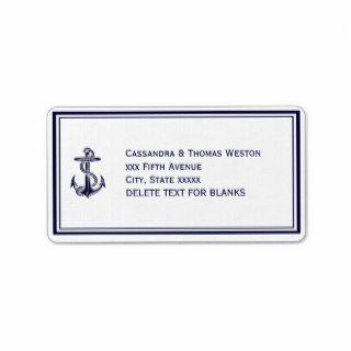 Nautical Anchor Navy Blu Framed 2LJ Address Custom Address Labels