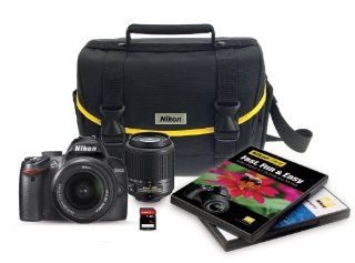 Nikon D3000 10.2 MP Digital SLR 6 Piece Bundle with 18 55mm f/3.5 5.6G AF S DX & 55 200mm f/4 5.6G ED AF S DX Nikkor Zoom Lenses  Digital Slr Camera Bundles  Camera & Photo