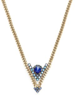 Blue Crystal & Lapis Glass Arrow Drop Necklace by Elizabeth Cole