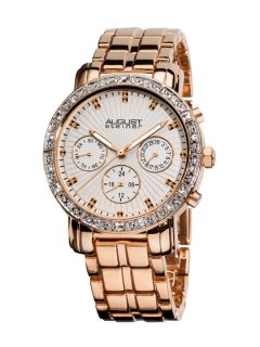 Womens Rose Gold & Crystal Watch by August Steiner