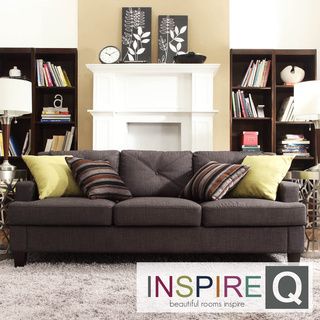 Inspire Q Middleton Collection Charcoal Linen Tufted Sloped Arm Sofa Sofas & Loveseats