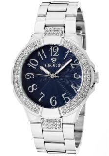 Croton CN207382CRBL  Watches,Mens White Crystal Blue Guilloche Dial Rhodium Plated Brass, Casual Croton Quartz Watches