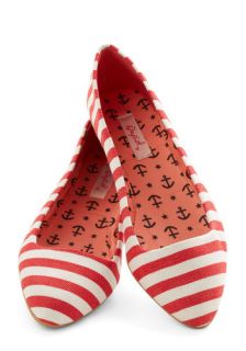 Like It or Nautical Flat in Red  Mod Retro Vintage Flats