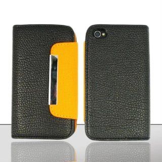 iPhone 4   Horizontal Flap Pouch w/ Credit Card Pockets   Black/Orange FHP Cell Phones & Accessories