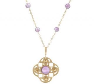 18 Cabochon Gemstone Cross Necklace 14K Gold —