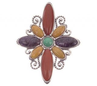 Sincerely Southwest Sterling Multi Gemstone Pin/Pendant —