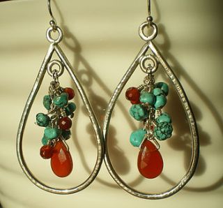 turquoise teardrop earrings by love silver