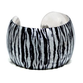 Previously Owned   Zebra Enamel Cuff in Sterling Silver   Previously