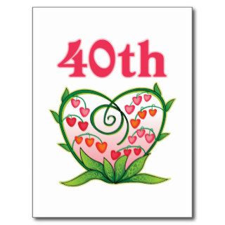 Floral 40th Wedding Anniversary Gifts Postcards