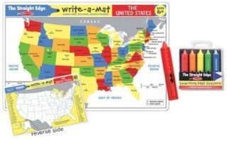 Melissa & Doug USA Map Learning Place Mat with Wipe Off Crayons Toys & Games