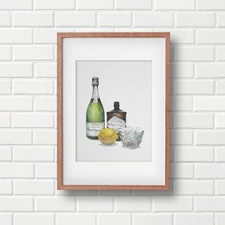 french 75 cocktail art print by anzu