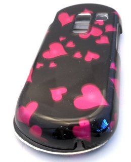 Samsung R455c Straight Talk Black Pink Hearts Cute Collage Gloss HARD Design Case Skin Cover Protector Cell Phones & Accessories