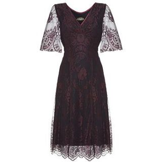 cathleen dress in garnet lace by nancy mac