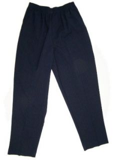 Alfred Dunner Classics Elastic Waist Pants Navy Pin Stripe 18 M