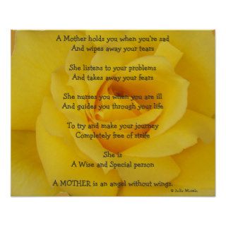 Mother's Day Poem Yellow Rose Print