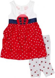 Nannette Girls 2 6X Ladybug Knee Length Legging, Red, 6X Clothing Sets Clothing