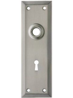Stamped Brass New York Back Plate With Keyhole In Satin Nickel. Door Plates Antique.   Door Lock Replacement Parts  
