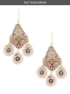 Rose & Hematite Small Chandelier Earrings by Miguel Ases