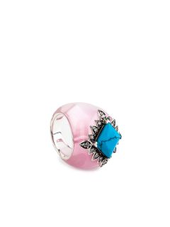 Pink & Turquoise Faceted Stone Ring by Miriam Salat