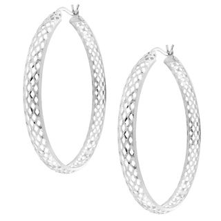 Moise Sterling Silver Woven Mesh Design Hoop Earrings Moise Sterling Silver Earrings