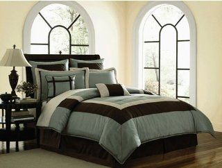8 PC. CLASSIC SUPER BED IN A BAG COMFORTER SET W/ MATCHING PILLOWS, KING, BLUE  