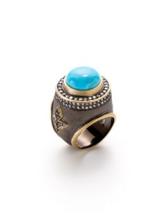 Magnesite & CZ Fleur de Lis Dome Ring by Rivka Friedman