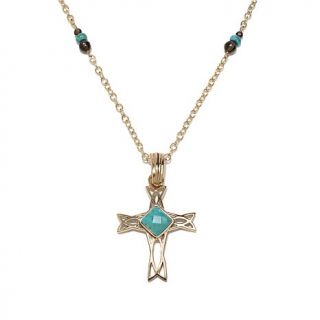 Studio Barse Smoky Quartz and Gemstone Bronze "Cross" Pendant with 31" Necklace
