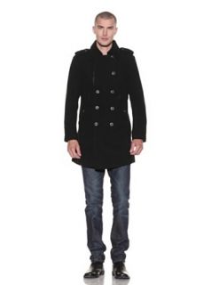 Jet Lag Men's Double Breasted Wool Coat, Black, XL at  Mens Clothing store