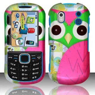 Pink Green Owl Hard Cover Case for Samsung Intensity II 2 SCH U460 Cell Phones & Accessories
