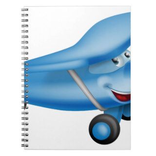 Cute airplane cartoon character spiral note books