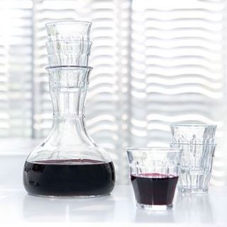 wine decanter with four glasses by home address
