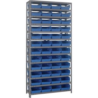 Quantum Storage 48 Bin Shelf Unit — 12in. x 36in. x 75in. Rack Size, Blue  Single Side Bin Units