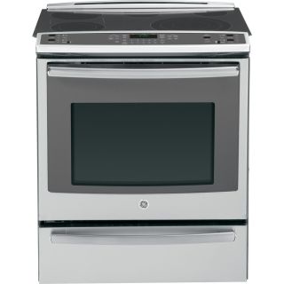 GE Profile Smooth Surface 5 Element 5.3 cu ft Self Cleaning with Steam Slide In Convection Electric Range (Stainless Steel) (Common 30 in; Actual 31.25 in)