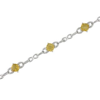Citrine and Diamond Accent Infinity Bracelet in Sterling Silver